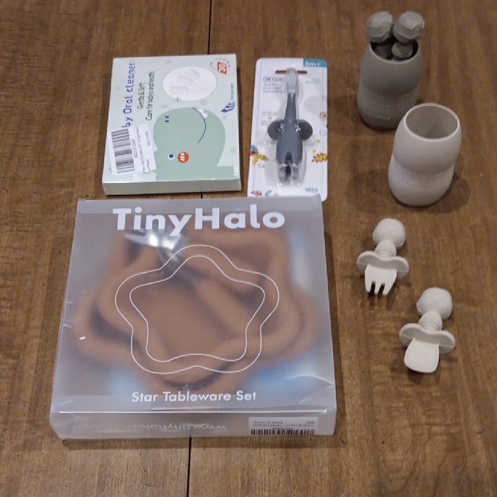 TinyHalo Star Tableware Set. Dental Cleaner. Pandaear Silverware Teethers